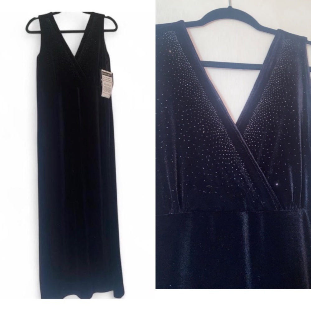 NWT vtg fashion bug gemstone velour maxi dress
